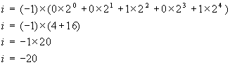 general integer model for i = -20 using a base (r) of 2