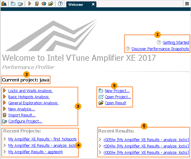 VTune Amplifier Welcome Page